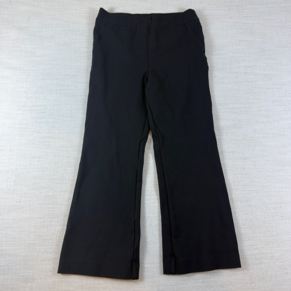 Spanx Black Pull On Stretch Dress Pants Wide Leg Crop Trousers with Pockets